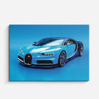 cuadro canvas vehículos bugatti chiron azul claro horizontal