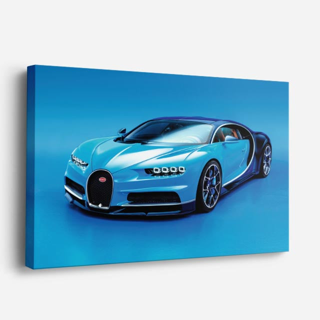 cuadro canvas vehículos bugatti chiron azul claro horizontal