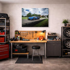 cuadro canvas vehículos bugatti chiron azul pista horizontal