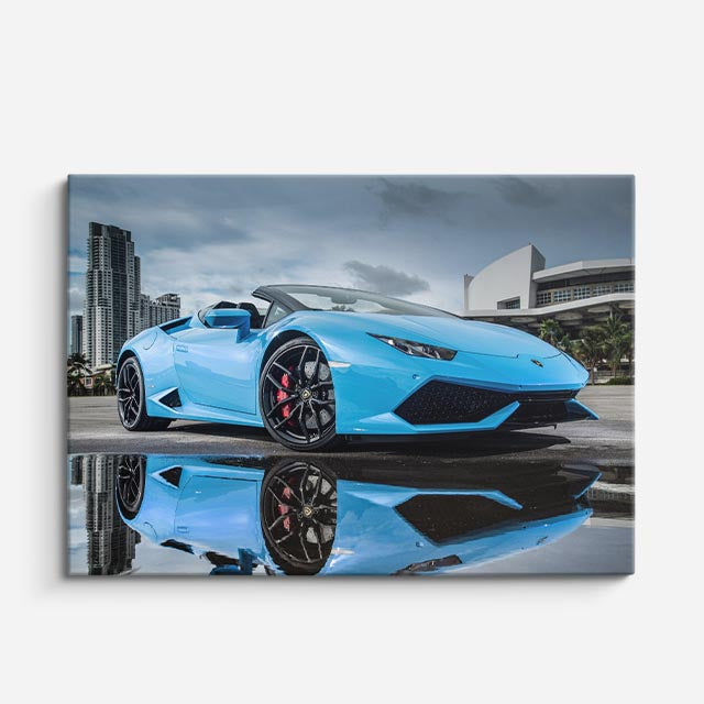 cuadro canvas vehículos lamborghini huracán azul teal horizontal