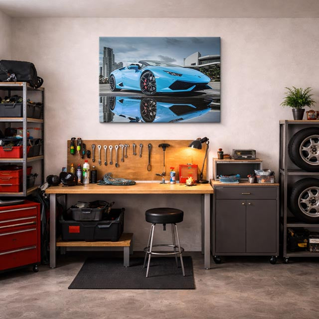 cuadro canvas vehículos lamborghini huracán azul teal horizontal