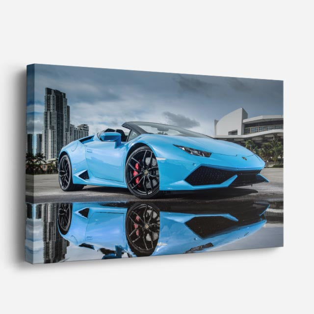 cuadro canvas vehículos lamborghini huracán azul teal horizontal