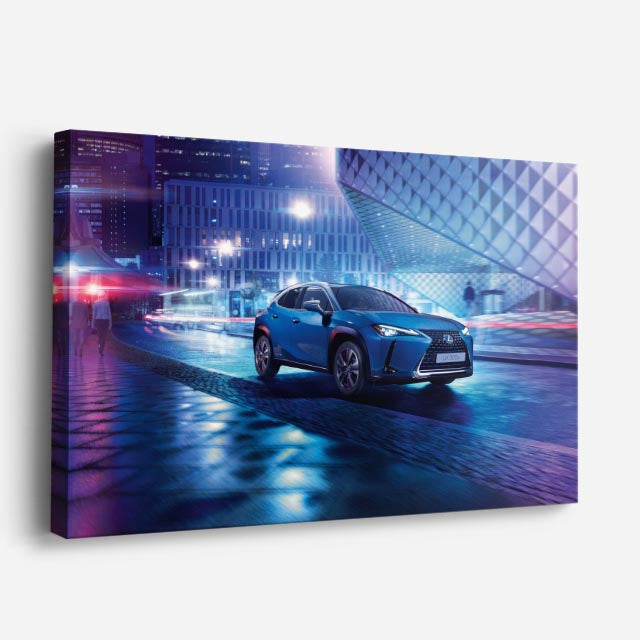 cuadro canvas vehículos lexus azul luces nocturnas horizontal