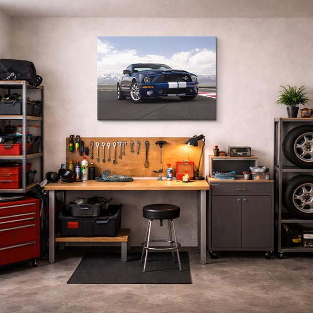 cuadro canvas vehículos mustang shelby azul clásico horizontal