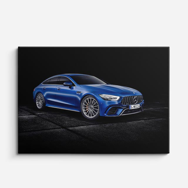 cuadro canvas vehículos mercedes amg azul calle horizontal