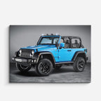 cuadro canvas vehículos jeep wrangler azul teal horizontal