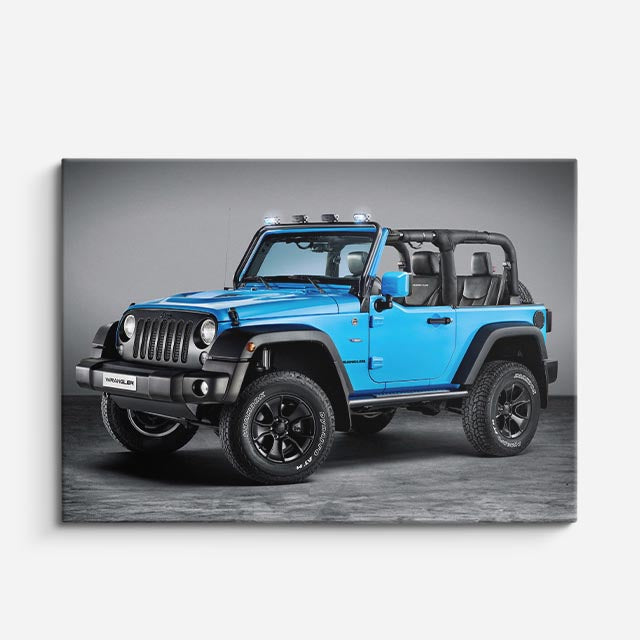 cuadro canvas vehículos jeep wrangler azul teal horizontal