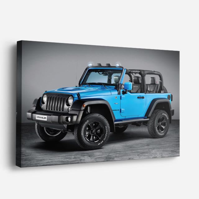 cuadro canvas vehículos jeep wrangler azul teal horizontal
