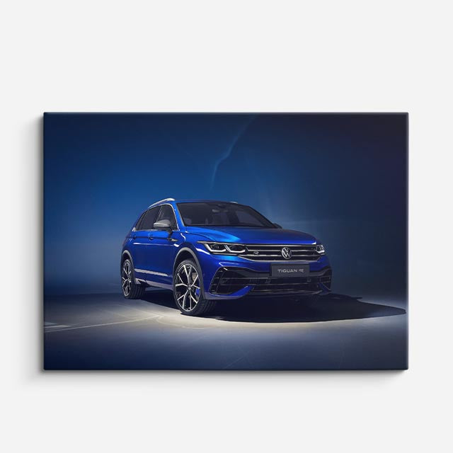 cuadro canvas vehículos lamborghini azul en curva horizontal