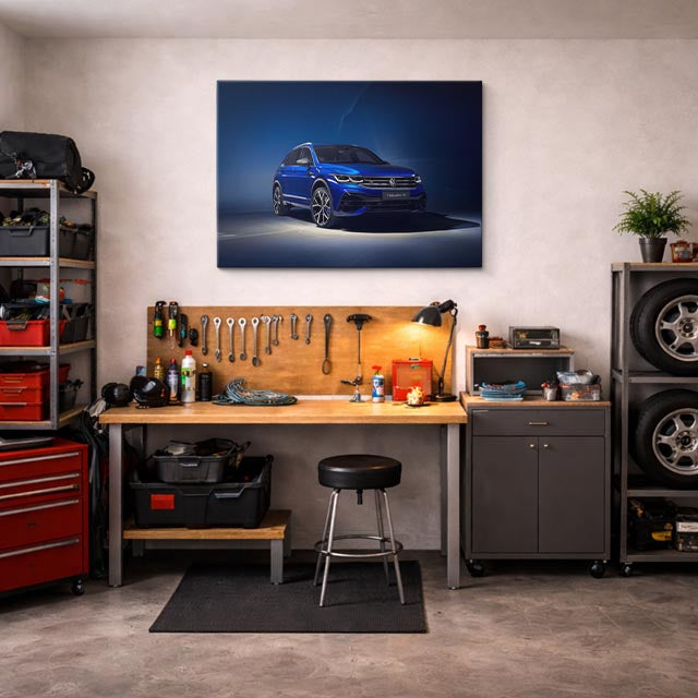 cuadro canvas vehículos lamborghini azul en curva horizontal