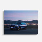 cuadro canvas vehículos suv azul montaña al fondo horizontal