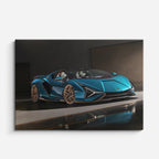 cuadro canvas vehículos lamborghini sián teal espejo horizontal
