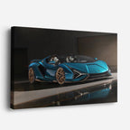 cuadro canvas vehículos lamborghini sián teal espejo horizontal