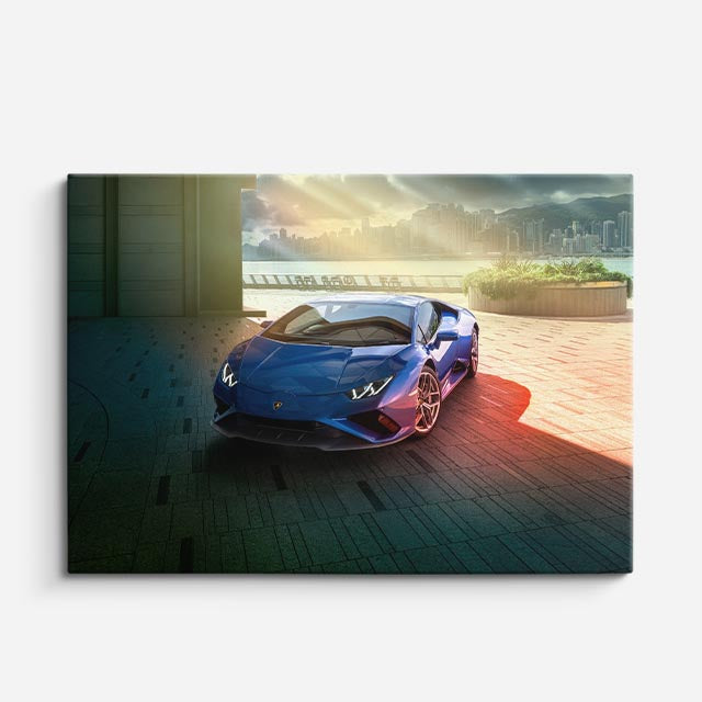cuadro canvas vehículos lamborghini teal curva verde horizontal