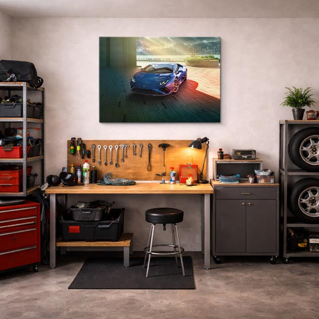 cuadro canvas vehículos lamborghini teal curva verde horizontal