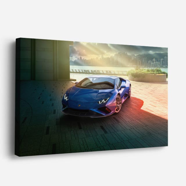 cuadro canvas vehículos lamborghini teal curva verde horizontal