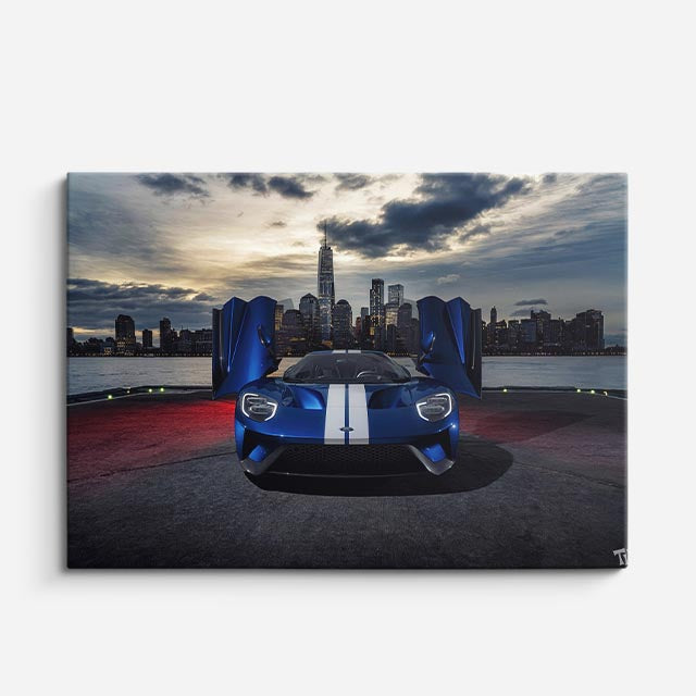 cuadro canvas vehículos ford gt azul puertas arriba horizontal