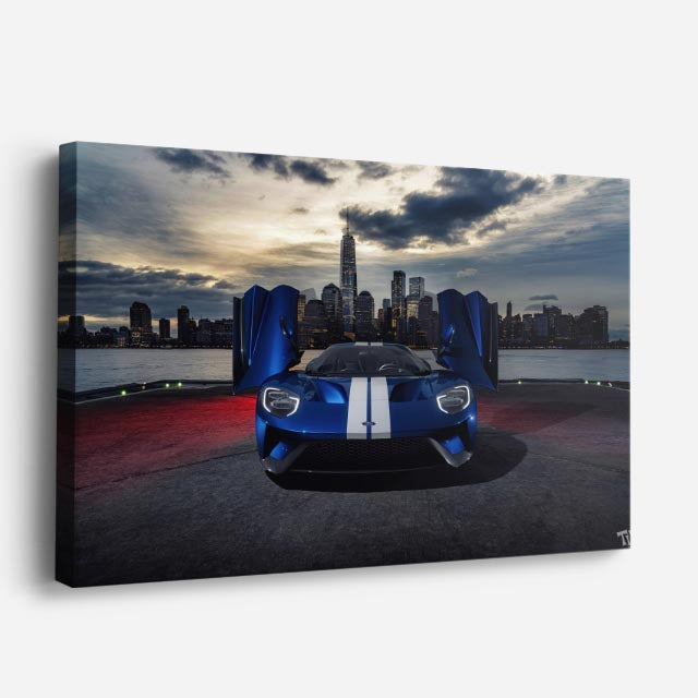 cuadro canvas vehículos ford gt azul puertas arriba horizontal