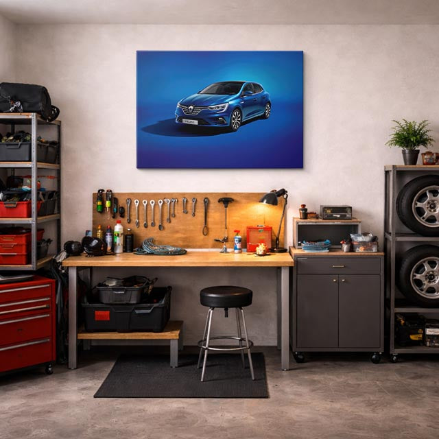 cuadro canvas vehículos renault azul fondo azul horizontal