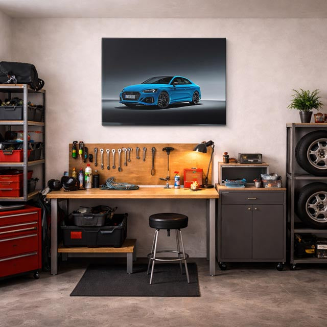 cuadro canvas vehículos audi rs5 azul estudio horizontal