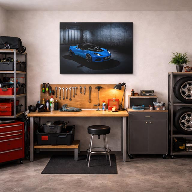 cuadro canvas vehículos lotus exige azul pista horizontal