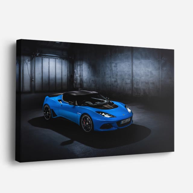 cuadro canvas vehículos lotus exige azul pista horizontal