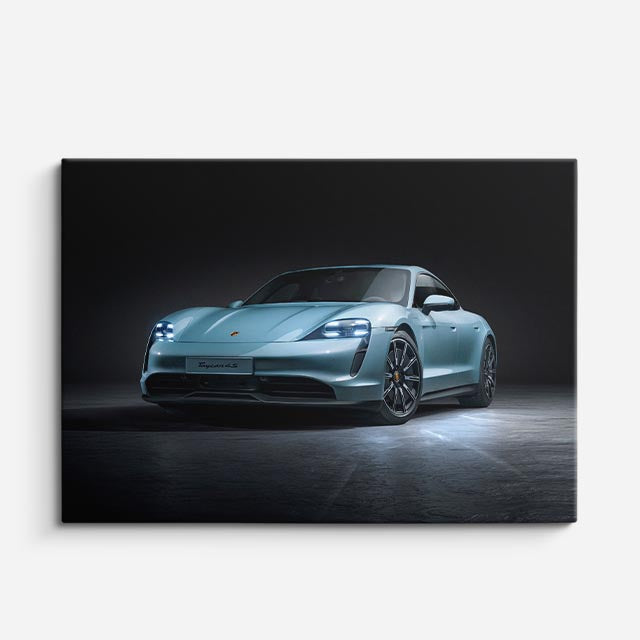 cuadro canvas vehículos porsche taycan gris azul horizontal