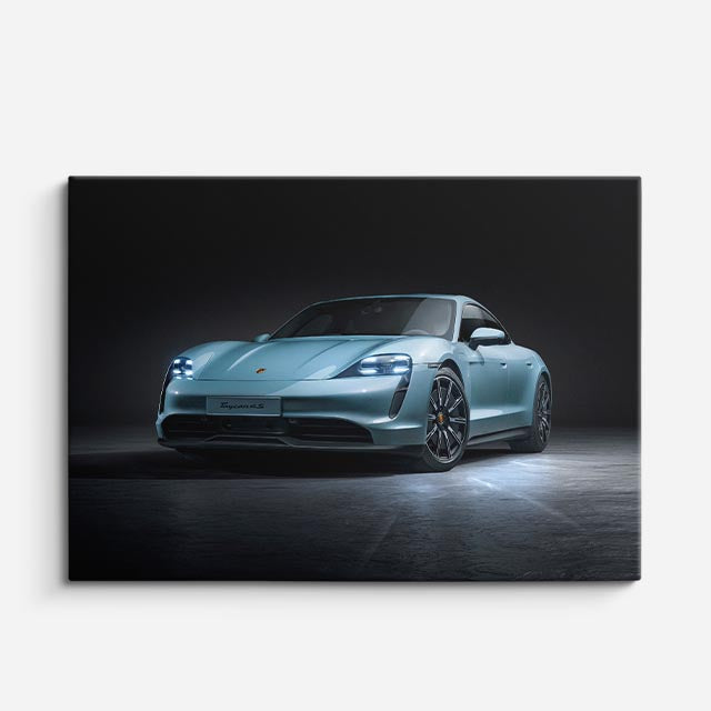cuadro canvas vehículos porsche taycan azul claro horizontal