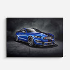 cuadro canvas vehículos mustang azul fondo oscuro horizontal