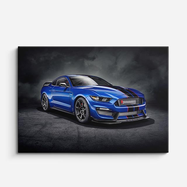 cuadro canvas vehículos mustang azul fondo oscuro horizontal