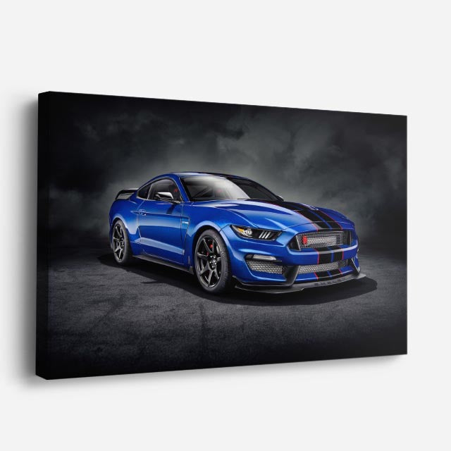 cuadro canvas vehículos mustang azul fondo oscuro horizontal