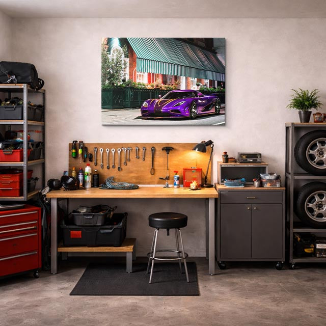 cuadro canvas vehículos koenigsegg morado agresivo horizontal