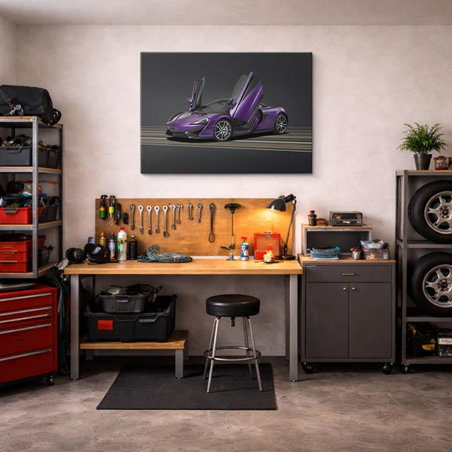 cuadro canvas vehículos mclaren morado puertas mariposa horizontal
