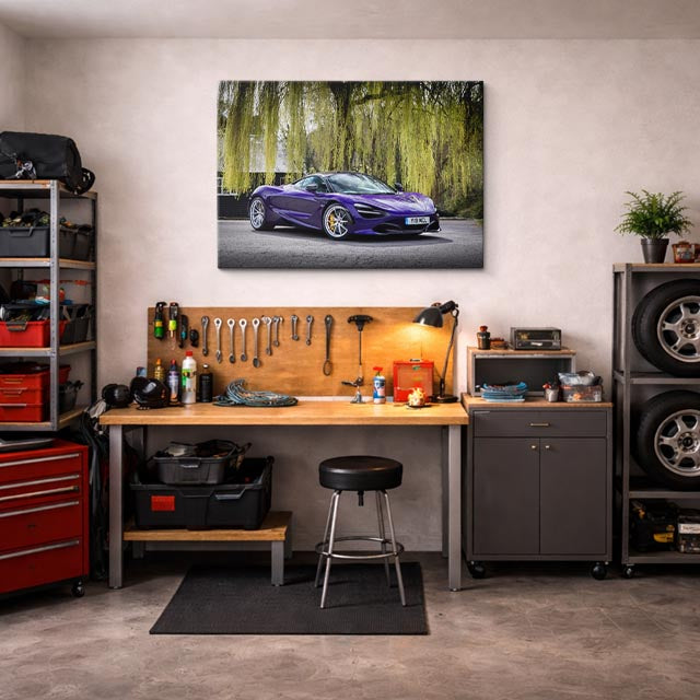 cuadro canvas vehículos mclaren 720s morado pista horizontal