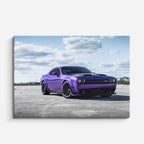 cuadro canvas vehículos dodge challenger morado clásico horizontal