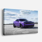 cuadro canvas vehículos dodge challenger morado clásico horizontal