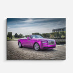 cuadro canvas vehículos rolls royce rosa jardín horizontal