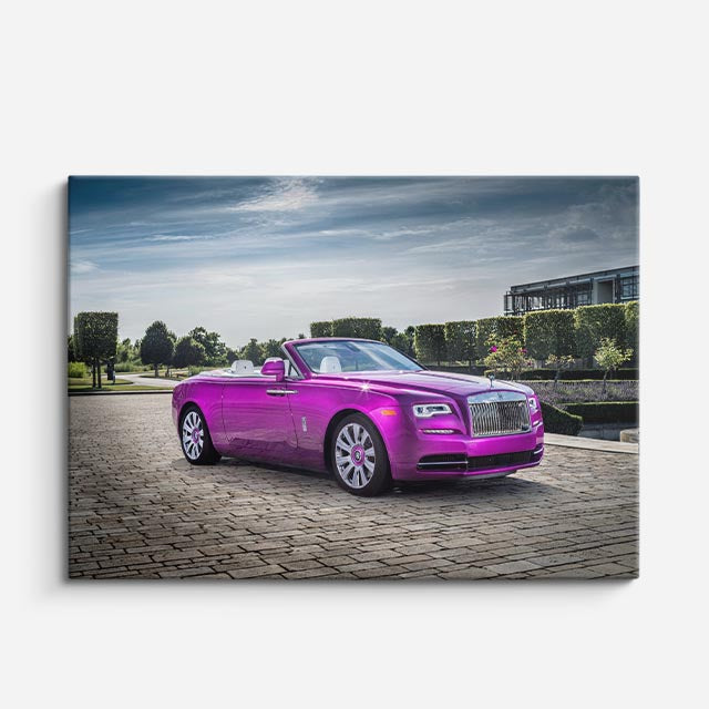 cuadro canvas vehículos rolls royce rosa jardín horizontal