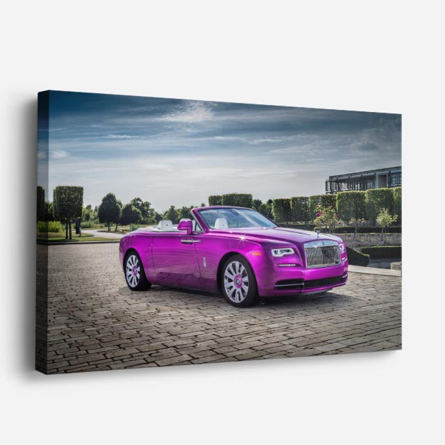 cuadro canvas vehículos rolls royce rosa jardín horizontal