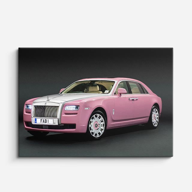 cuadro canvas vehículos rolls royce rosa pastel horizontal
