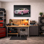 cuadro canvas vehículos rolls royce rosa pastel horizontal