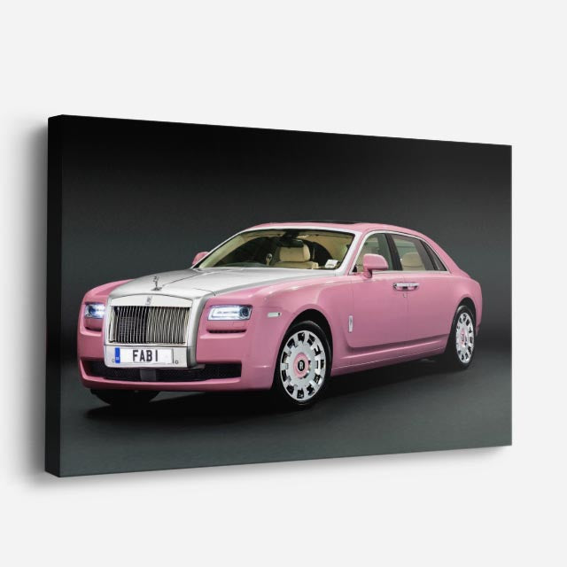 cuadro canvas vehículos rolls royce rosa pastel horizontal