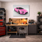 cuadro canvas vehículos lamborghini rosa fondo blanco horizontal
