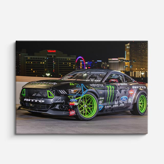 cuadro canvas vehículos auto rally verde monster horizontal