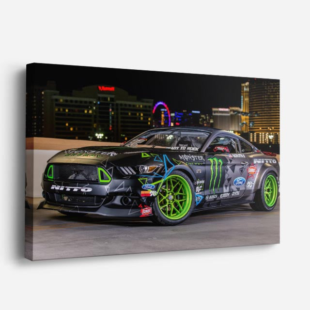 cuadro canvas vehículos auto rally verde monster horizontal