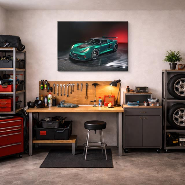 cuadro canvas vehículos lotus verde teal oscuro horizontal