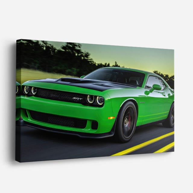 cuadro canvas vehículos dodge challenger verde lima horizontal