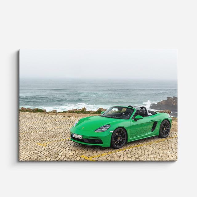 cuadro canvas vehículos porsche verde lima playa horizontal
