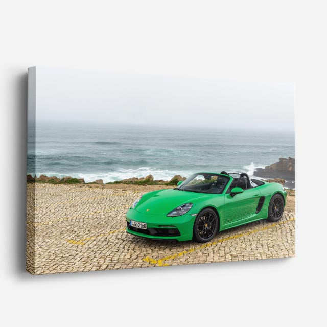 cuadro canvas vehículos porsche verde lima playa horizontal