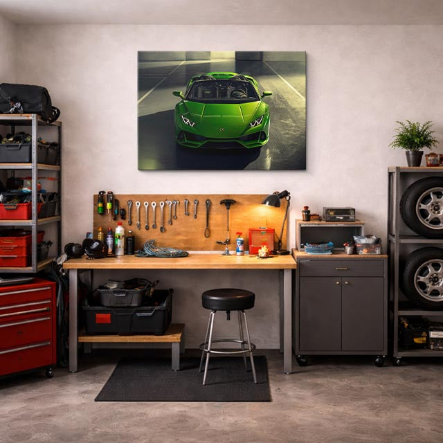 cuadro canvas vehículos lamborghini verde frontal horizontal
